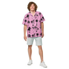 Pink Paradise Palm Print Hawaiian Shirt