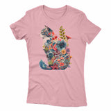 Floral Cat Silhouette Women's T-shirt - ZKGEAR