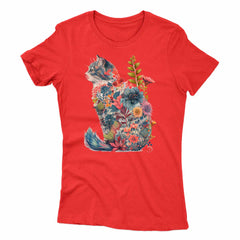 Floral Cat Silhouette Women's T-shirt