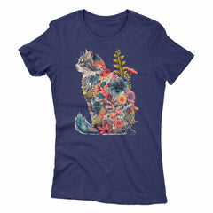 Floral Cat Silhouette Women's T-shirt