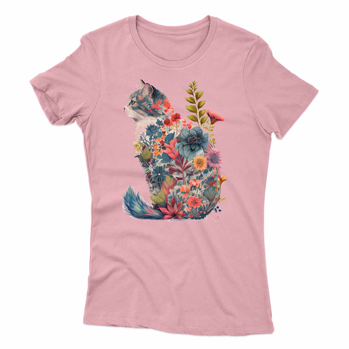 Floral Cat Silhouette Women's T-shirt