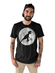 Flying T-Rex On Bicycle Over Moon T-Shirt