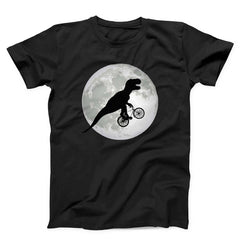 Flying T-Rex On Bicycle Over Moon T-Shirt