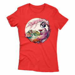 Japanese Geisha And Landscape Women's T-shirt - ZKGEAR