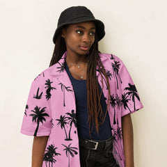 Pink Paradise Palm Print Hawaiian Shirt