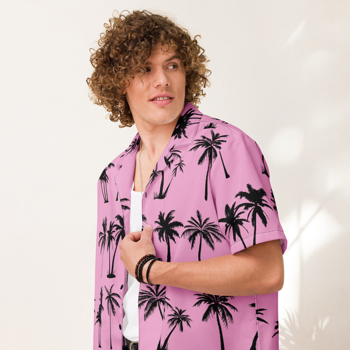 Pink Paradise Palm Print Hawaiian Shirt