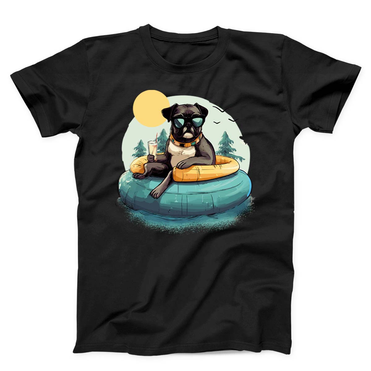 Pug dog chilling in Pool Unisex T-Shirt