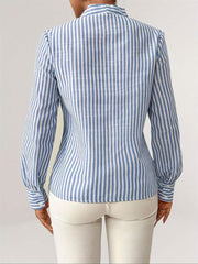 Striped Button Detail Long Sleeve Shirt