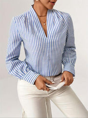 Striped Button Detail Long Sleeve Shirt