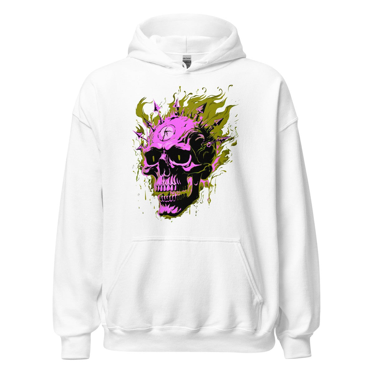 Flaming Punk Skull Unisex Hoodie - ZKGEAR