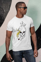 Flaming Skull Smoking Weed Unisex T-shirt - ZKGear